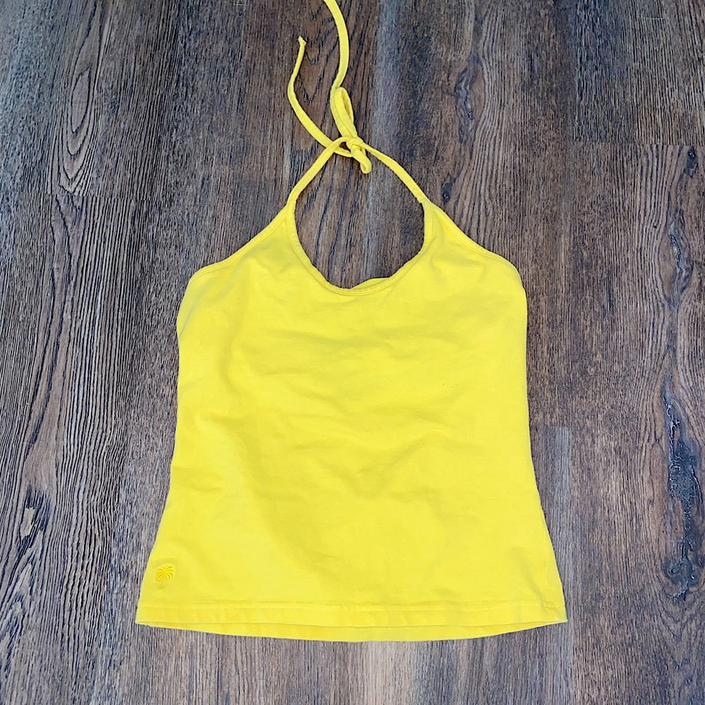 Lilly Pulitzer Yellow Halter Tie Tank Top - Size Medium